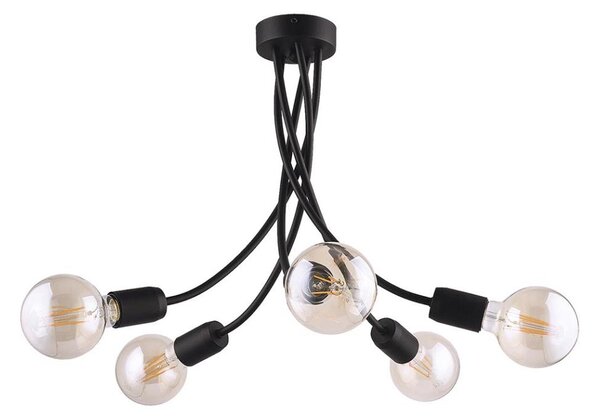 Jupiter 1640 - Lustr na tyči LUCE 5xE27/60W/230V černá