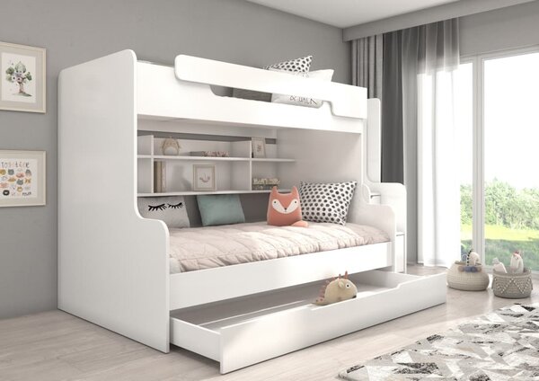 Multifunkční patrová postel Harell : Bílá Bílá 90x200 cm