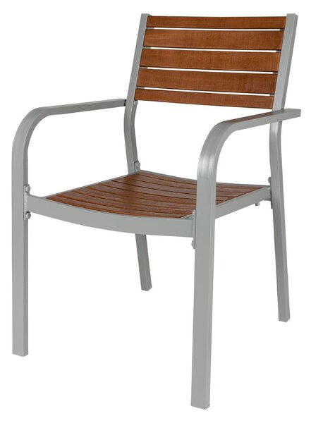 FLORABEST® Stohovatelná hliníková židle s eukalyptovým dřevem (100320570)