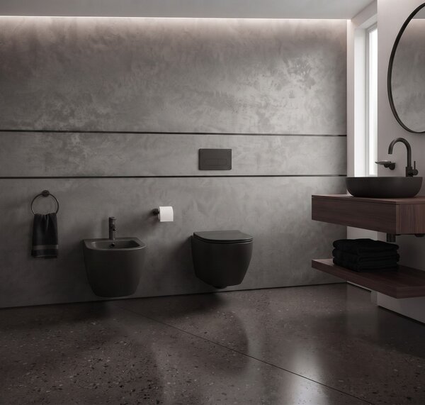 Erga Lily, závěsný bidet 490x360x320 mm, černá matná, ERG-V03-LILY-BD-BK