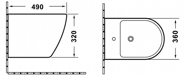 Erga Lily, závěsný bidet 490x360x320 mm, černá matná, ERG-V03-LILY-BD-BK
