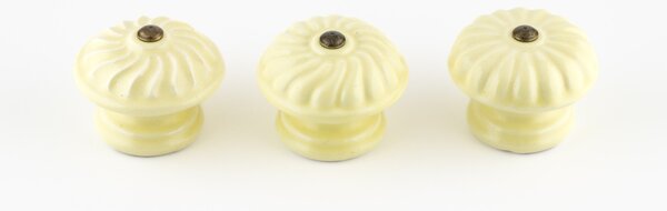 Porcelánová úchytka - žlutá matná - VELKÁ - mix vzorů Velikost: Rozeta velká