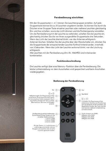 ZÁVĚSNÉ LED SVÍTIDLO, 40/150 cm Musterring - Závěsná světla