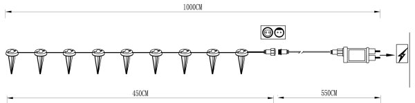 Eglo 98184 - LED Venkovní dekorační řetěz SPINETOLI 9xLED 10m IP65 teplá bílá