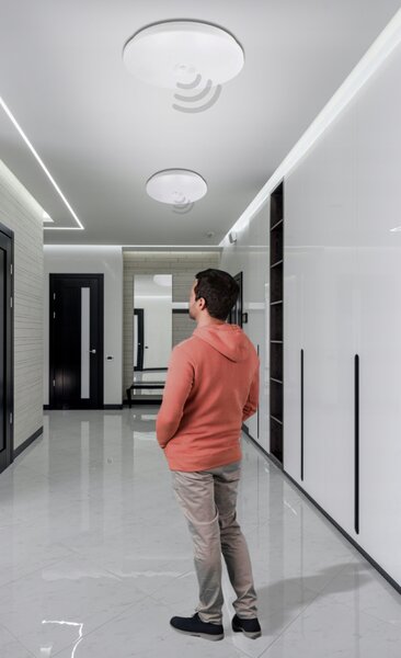 BERGE Stropní panel LED 24W CLIO, kulatý, s pohybovým a soumrakovým senzorem
