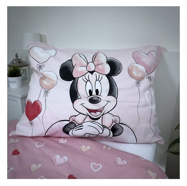 Růžové bavlněné dětské povlečení na jednolůžko 140x200 cm Minnie "Balloon" – Jerry Fabrics