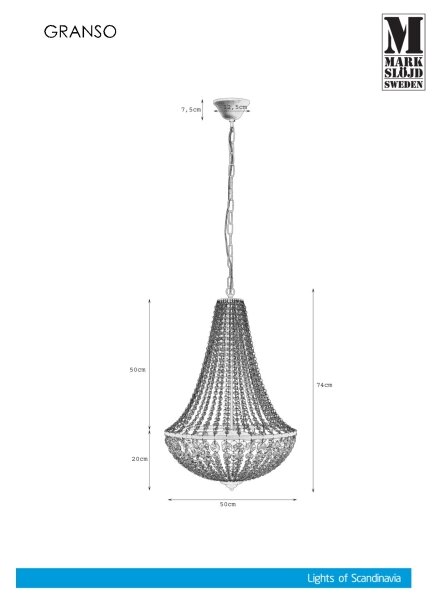 Markslöjd 107028 - Křišťálový lustr na řetězu GRÄNSÖ 3xE14/40W/230V