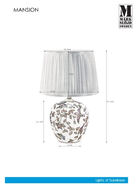 Markslöjd 107040 - Stolní lampa MANSION 1xE27/60W/230V