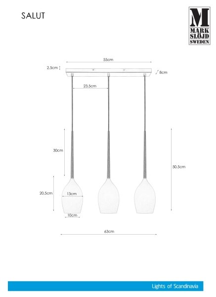 Markslöjd 106808 - Lustr na lanku SALUTE 3xE14/40W/230V