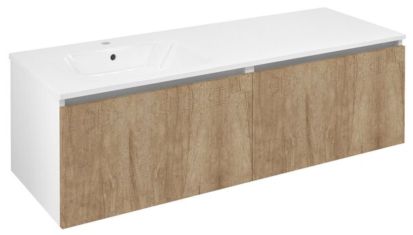 Sapho Sapho, LOREA skříňka 140x46x51, 5cm (70+70cm), levá, dub alabama/bílá matná, LE070-2231-L-05