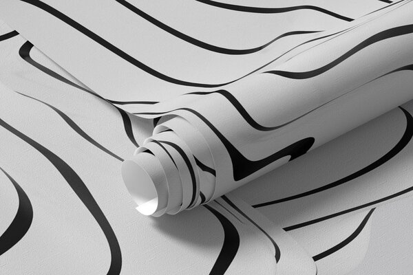 Fototapety abstraktní organické tvary ve 3D stylu v bílé a šedé barvě s černými pruhy, Fototapety abstraktní, w04627 : uwalls.cz
