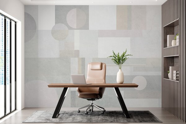 Fototapety abstraktní geometrie v šedých a béžových tónech, Fototapety geometrie, w04635 : uwalls.cz