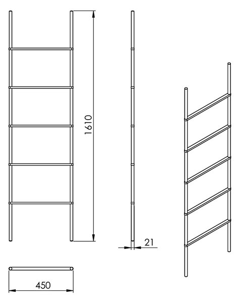 Gedy Gedy, KENTA sušák ručníků 450x1610x21mm, černá/bambus, 303141