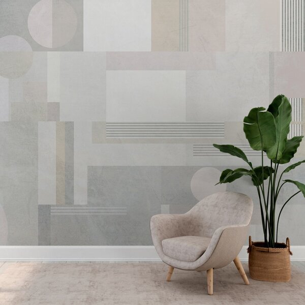 Fototapety abstraktní geometrie v šedých a béžových tónech, Fototapety geometrie, w04635 : uwalls.cz