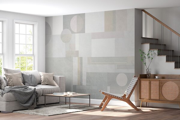 Fototapety abstraktní geometrie v šedých a béžových tónech, Fototapety geometrie, w04635 : uwalls.cz