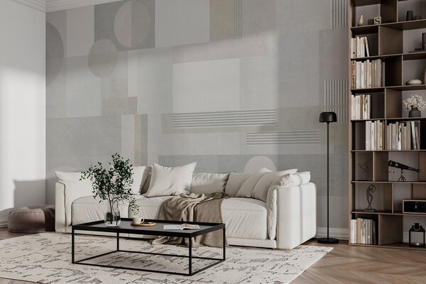 Fototapety abstraktní geometrie v šedých a béžových tónech, Fototapety geometrie, w04635 : uwalls.cz