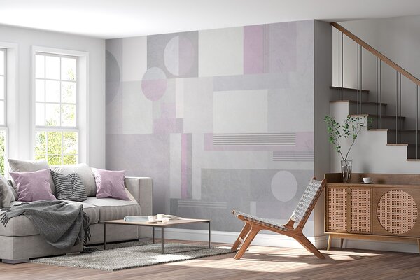 Fototapety abstraktní geometrie v odstínech šedé a levandulové, Fototapety geometrie, w04635v1 : uwalls.cz