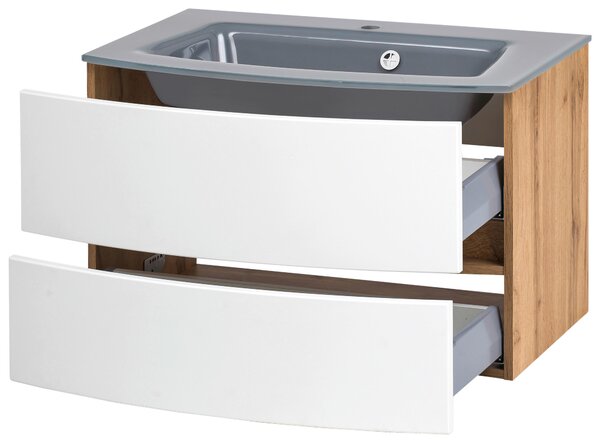 SKŘÍŇKA S UMYVADLEM, bílá, barvy dubu, 80 cm Held - Koupelnové série, Online Only