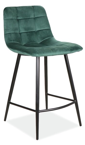 Barová židle - MILA H-2 Velvet, kovové nohy, různé barvy na výběr Čalounění: zelená (Bluvel 78)