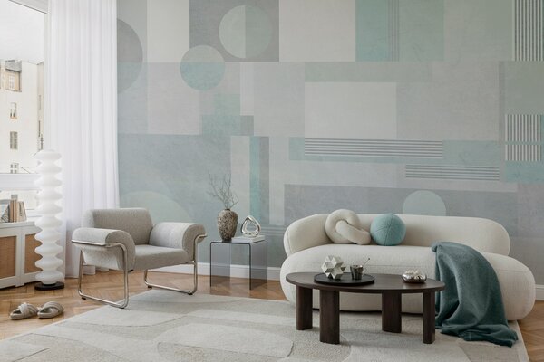 Fototapety abstraktní geometrie v šedozelených tónech, Fototapety geometrie, w04635v3 : uwalls.cz