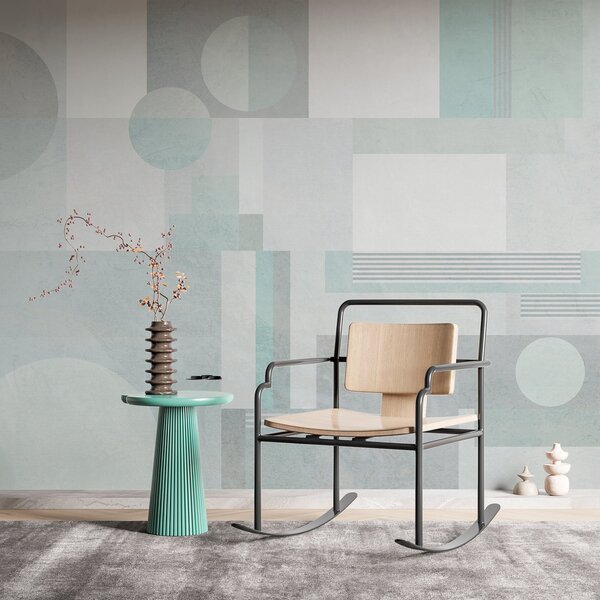 Fototapety abstraktní geometrie v šedozelených tónech, Fototapety geometrie, w04635v3 : uwalls.cz