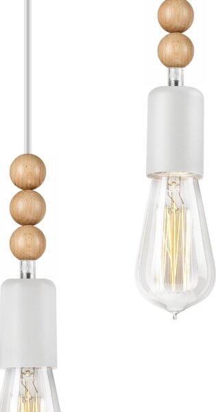 Lustr na lanku SIMON 2xE27/60W/230V bílá/buk