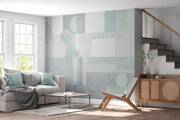 Fototapety abstraktní geometrie v šedozelených tónech, Fototapety geometrie, w04635v3 : uwalls.cz