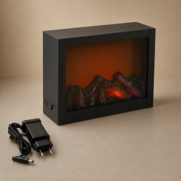 Dekorativní LED krb, kovový, 10 x 29 x 23 cm
