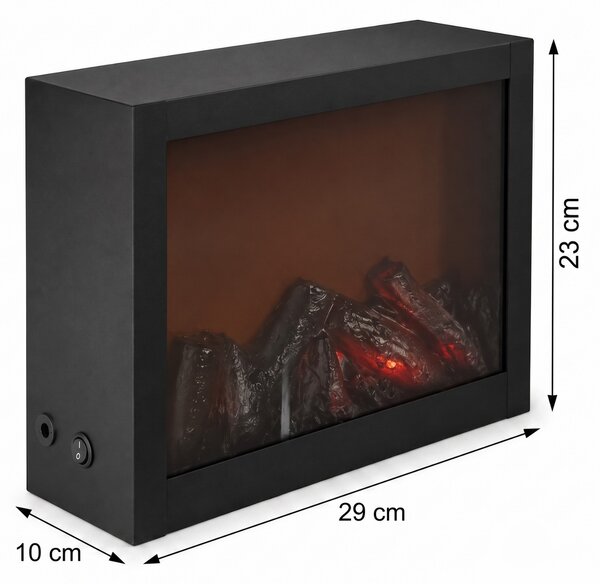 Dekorativní LED krb, kovový, 10 x 29 x 23 cm
