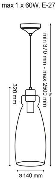 Lustr na lanku VETRO 1xE27/60W/230V