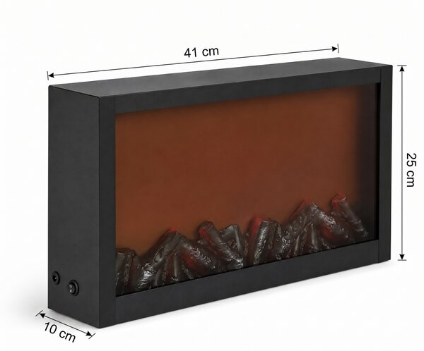 Dekorativní LED krb, kovový, 10 x 41 x 25 cm