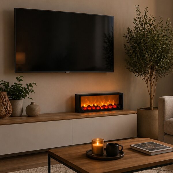 Dekorativní LED krb, kovový, 10 x 57 x 25 cm