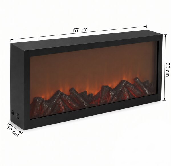 Dekorativní LED krb, kovový, 10 x 57 x 25 cm