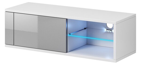 Vivaldi TV stolek Best s LED osvětlením 100 cm bílý mat/šedý lesk