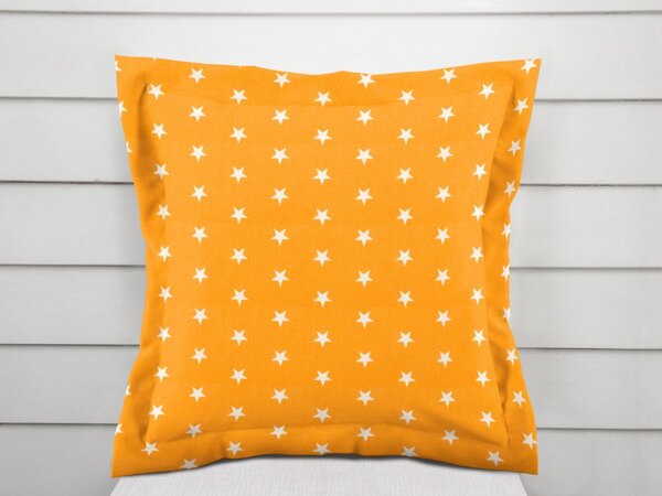 Biante Bavlněný povlak na polštář s lemem Sandra SA-034 Bílé hvězdičky na oranžovém 50 x 50 cm