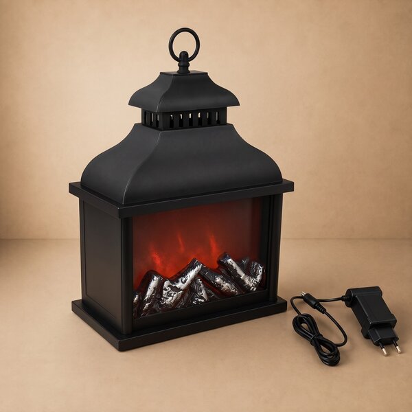 Lucerna s efektem krbu LED, 13,5 x 25,5 x 37 cm