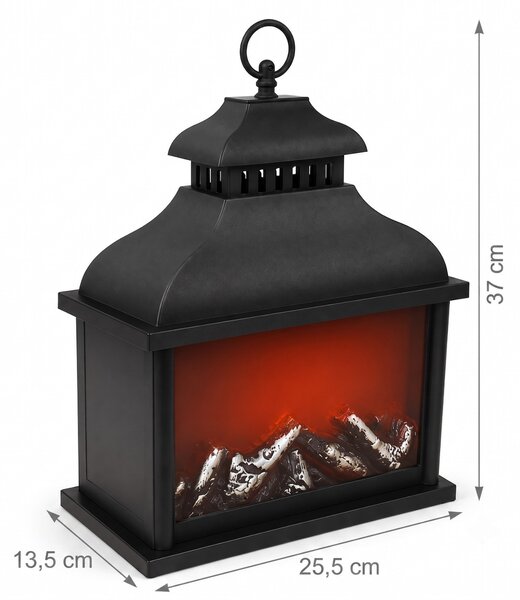 Lucerna s efektem krbu LED, 13,5 x 25,5 x 37 cm