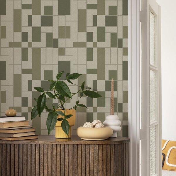 Tapety Geometrický vzor v odstínech zelené barvy, Tapety abstraktní, a00769 : uwalls.cz