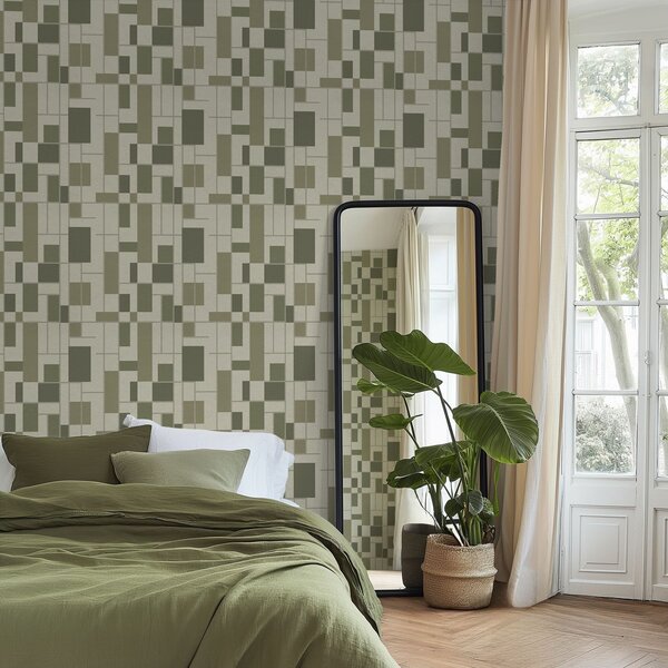 Tapety Geometrický vzor v odstínech zelené barvy, Tapety abstraktní, a00769 : uwalls.cz