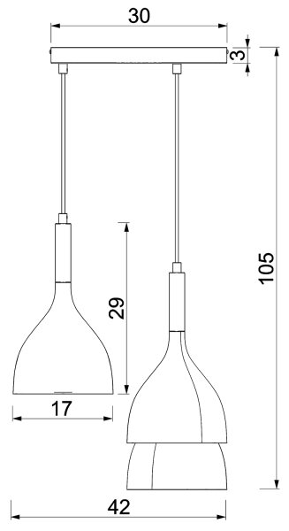 Lustr na lanku NOAK WOOD 3xE27/15W/230V černá/buk