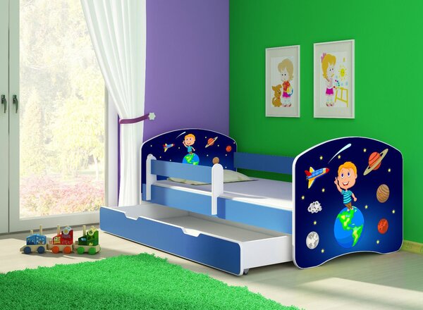 Dětská postel - Vesmír 2 140x70 cm + šuplík modrá