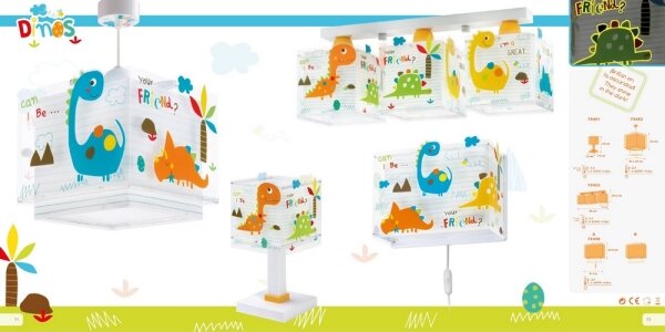 Dalber D-73453 - Dětské stropní svítidlo DINOS 3xE27/60W/230V