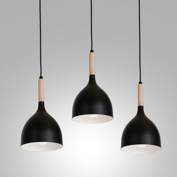 Lustr na lanku NOAK WOOD 3xE27/15W/230V černá/buk