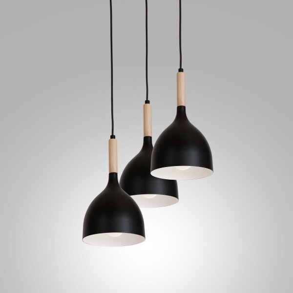 Lustr na lanku NOAK WOOD 3xE27/15W/230V černá/buk