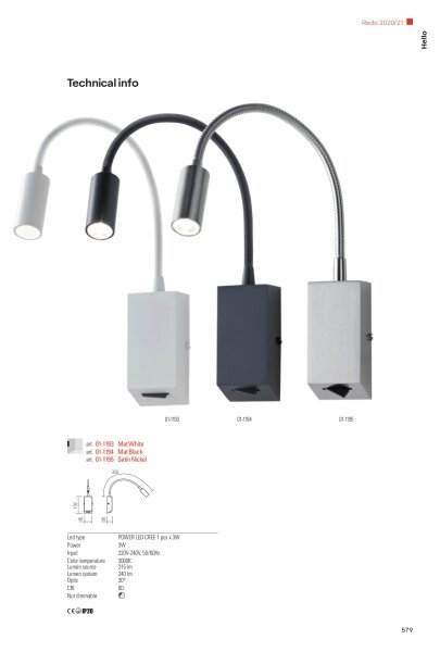 Redo 01-1195 - LED Flexibilní lampička HELLO LED/3W/230V chrom