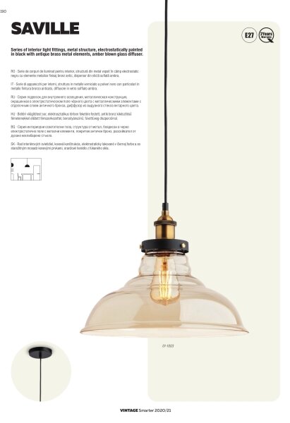 Redo 01-1002 - Lustr na lanku SAVILLE 1xE27/42W/230V