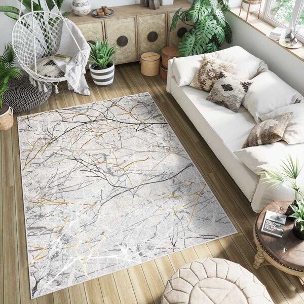 Chemex Moderní koberec Golden - mramor 1 - krémový/zlatý Rozměr koberce: 200x300 cm