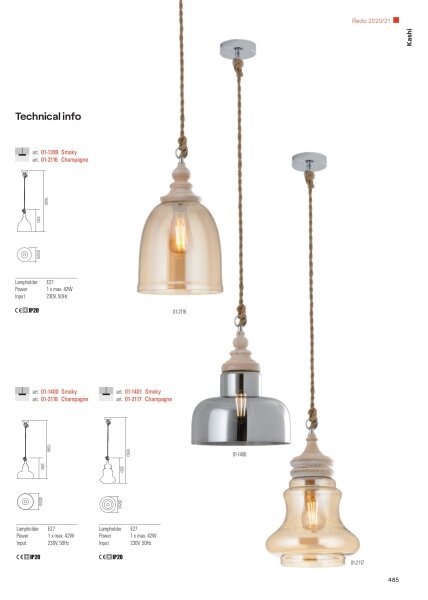 Redo 01-1399 - Lustr na lanku KASHI 1xE27/42W/230V