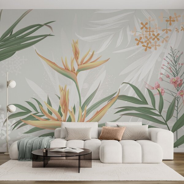 Fototapety Exotické květy Strelitzia v listoví, Fototapety příroda, w04783 : uwalls.cz
