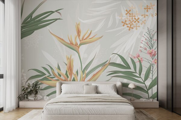 Fototapety Exotické květy Strelitzia v listoví, Fototapety příroda, w04783 : uwalls.cz